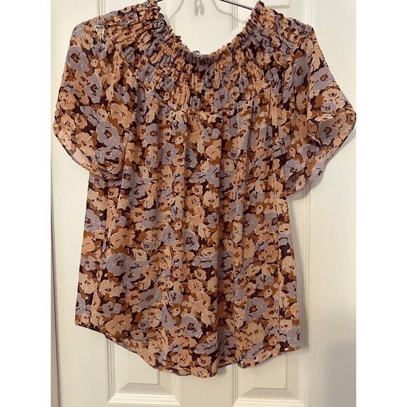 Madewell Blouse Womens‎ M Floral Bohemian Lightweight Ruffle Blouse - Picture 1 of 3